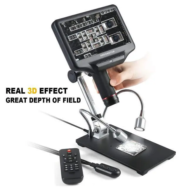 Alt view image 3 of 6 - AD407 3D HDMI Soldering Digital Microscope with 4MP UHD and 7 inch Adjustable LCD Screen USB Video Microscopes for Phone Repairing SMT SMD DIY