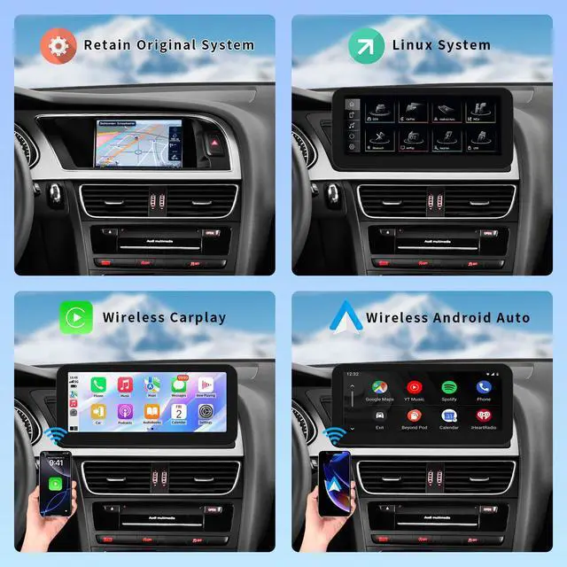 Alt view image 3 of 6 - 10.25 Inch Touchscreen for Audi A4 (2009-2015) with 3GMMI Wireless CarPlay/Android Auto, Car Radio Receiver, Multimedia, Bluetooth, Car Stereo, Navigation