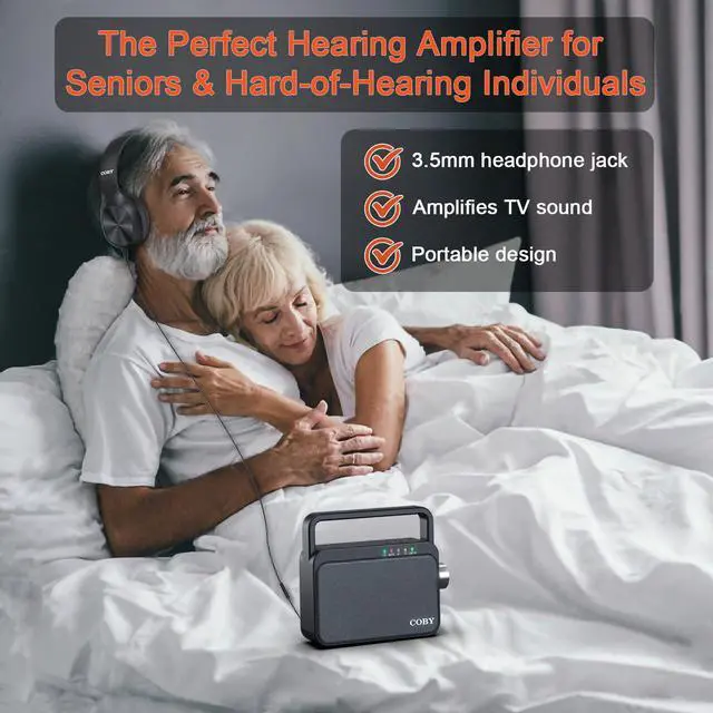 Alt view image 3 of 6 - Wireless TV Speaker for Seniors & Hard of Hearing Portable TV Audio Amplifier with Bluetooth, 100ft Range, 8-Hour Playback, Stereo Sound, Optical/AUX Input, Hearing Assistance for Smart TVs