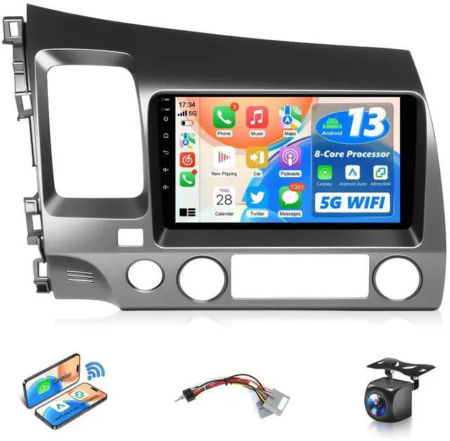 Main image of 8Core Android Car Stereo for Honda Civic 2006 to 2011 Wireless Apple CarPlay Android Auto, Radio for Honda Civic Car Play, 5G WiFi GPS Navi FM RDS EQ DSP Audio Receiver SWC AHD Camera, 2G+32G