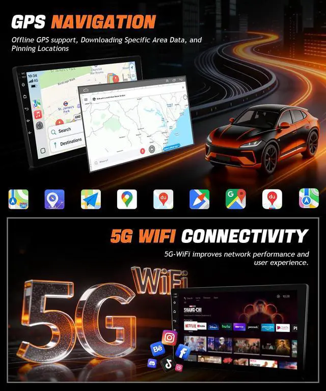 Alt view image 5 of 6 - 8Core Android Car Stereo for Honda Civic 2006 to 2011 Wireless Apple CarPlay Android Auto, Radio for Honda Civic Car Play, 5G WiFi GPS Navi FM RDS EQ DSP Audio Receiver SWC AHD Camera, 2G+32G
