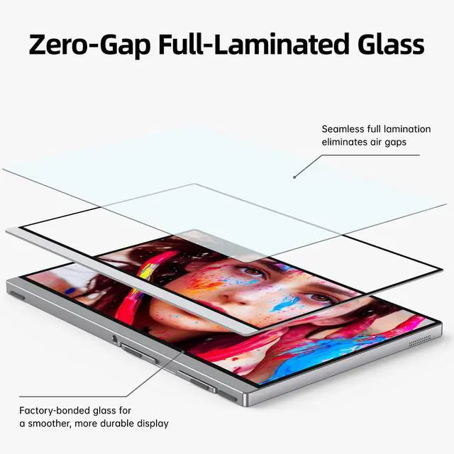Alt view image 3 of 6 - 4K Portable Monitor for Laptop, 13.4" IGZO Display with Full-Laminated Tempered Glass 500 Nits, 100% sRGB Portable Laptop Screen with Kickstand & Speakers, USB-C & HDMI Travel Monitor, U13ZC