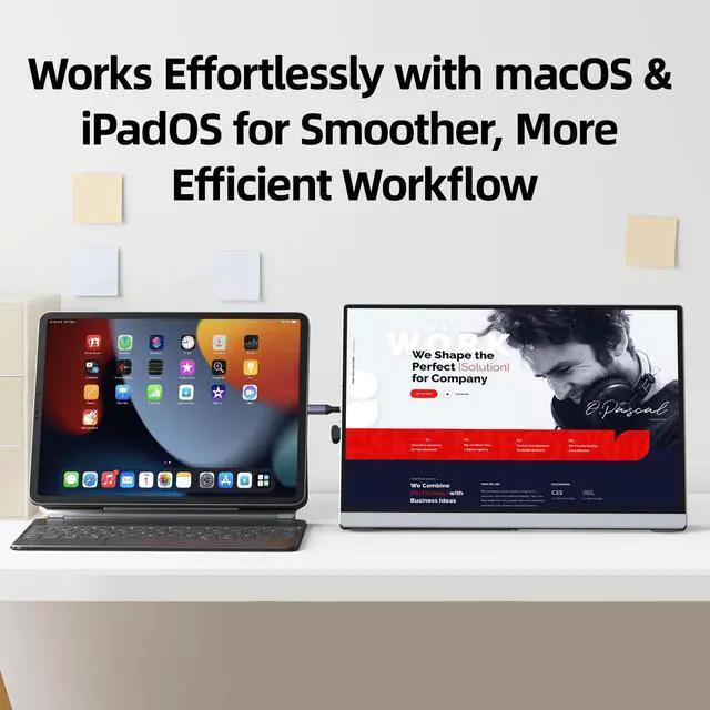 Alt view image 6 of 6 - 4K Portable Monitor for Laptop, 13.4" IGZO Display with Full-Laminated Tempered Glass 500 Nits, 100% sRGB Portable Laptop Screen with Kickstand & Speakers, USB-C & HDMI Travel Monitor, U13ZC
