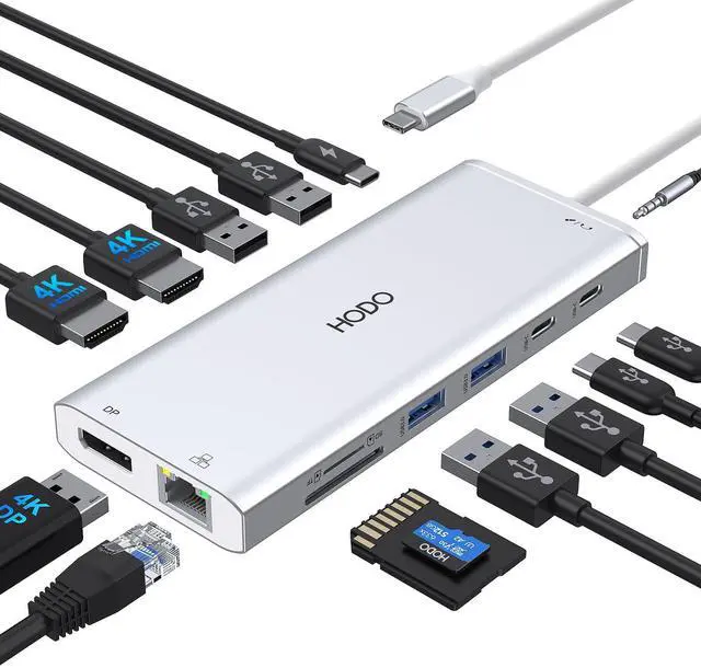 Main image of USB C Docking Station Dual Monitor HDMI for HP, Laptop Docking Station 3 Monitors Triple Display USB C Hub Adapter to 2 HDMI 4K,DP,Ethernet,6 USB,PD,SD/TF, Audio, USB C Dock 14 in 1 for Surface