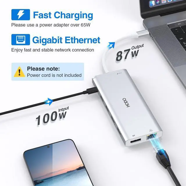 Alt view image 6 of 6 - USB C Docking Station Dual Monitor HDMI for HP, Laptop Docking Station 3 Monitors Triple Display USB C Hub Adapter to 2 HDMI 4K,DP,Ethernet,6 USB,PD,SD/TF, Audio, USB C Dock 14 in 1 for Surface