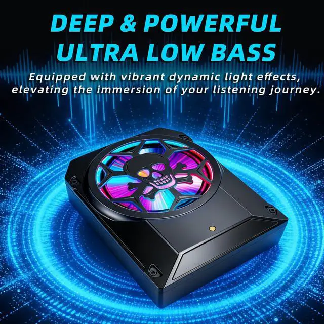 Alt view image 6 of 6 - 1600W Car Subwoofer, 10" Ultra-Thin Powered Under-Seat Sub with Built-in Amplifier, LPF/Gain/Bass Boost, Touch Control, Physical Switch Rhythm LED Ambient Light, Independent Bass Knob