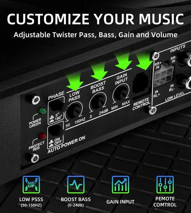 Alt view image 4 of 6 - Upgrade1600W Under Seat Subwoofer | 10" Slim Car Sub with Built-in Amp, RGB LED Lights, APP Control | Independent Bass Knob, LPF, Gain, Bass Boost | High Output Deep Bass Distortion-Free Audio
