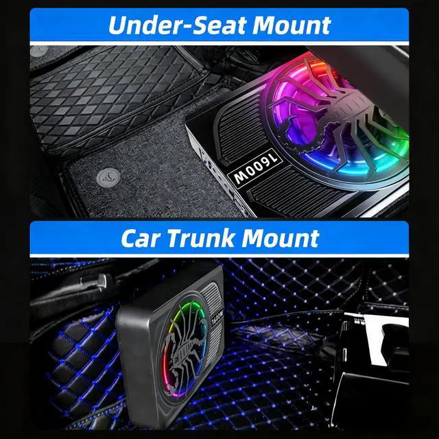 Alt view image 5 of 6 - Upgrade1600W Under Seat Subwoofer | 10" Slim Car Sub with Built-in Amp, RGB LED Lights, APP Control | Independent Bass Knob, LPF, Gain, Bass Boost | High Output Deep Bass Distortion-Free Audio