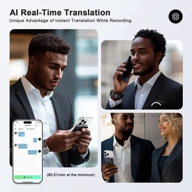Alt view image 3 of 6 - Note AI Voice Recorder with ChatGPT-Powered Transcription, Summary & Translation, App-Controlled, 121 Languages, 64GB, Wireless Charging, for Meetings, Lectures & Calls