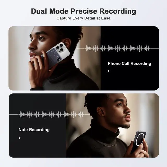 Alt view image 4 of 6 - Note AI Voice Recorder with ChatGPT-Powered Transcription, Summary & Translation, App-Controlled, 121 Languages, 64GB, Wireless Charging, for Meetings, Lectures & Calls