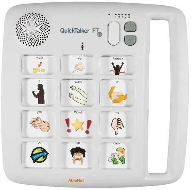Main image of QuickTalker 12 - Portable Multi-Message Speech Device with FeatherTouch Technology, 48 Messages, 5 Recording Levels, and Durable Design, AAC Communication Device for Non Verbal Kids & Adults