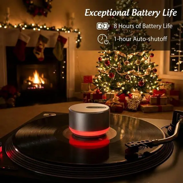 Alt view image 6 of 6 - LUMI Record Weight Stabilizer & Turntable Speed Tester | 33/45/78RPM Stroboscopic Disc & Light | 300g LP Aluminum Weight Clamp | 9 LED Color Ambient Light Lamp | Auto Off & Anti-fingerprint