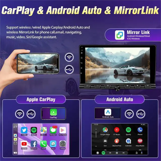 Alt view image 3 of 6 - 8 Core 4+64G Radio for Honda Civic 2006-2011 with Wireless Carplay Android Auto, Upgrade 10.1'' Touchscreen GPS Navigation Bluetooth WiFi Rear Camera FM Mirrorlink Split Screen SWC