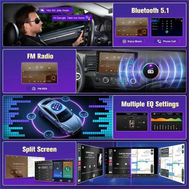 Alt view image 5 of 6 - 8 Core 4+64G Radio for Honda Civic 2006-2011 with Wireless Carplay Android Auto, Upgrade 10.1'' Touchscreen GPS Navigation Bluetooth WiFi Rear Camera FM Mirrorlink Split Screen SWC