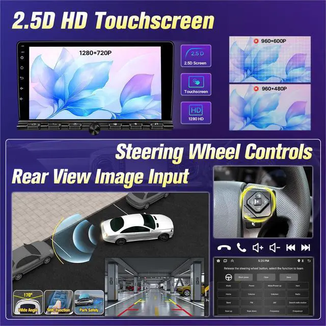 Alt view image 6 of 6 - 8 Core 4+64G Radio for Honda Civic 2006-2011 with Wireless Carplay Android Auto, Upgrade 10.1'' Touchscreen GPS Navigation Bluetooth WiFi Rear Camera FM Mirrorlink Split Screen SWC