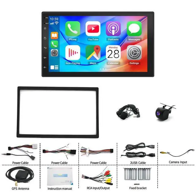 Alt view image 4 of 6 - Android 14 Double Din Car Radio for Chevrolet Colorado 2004 2005 2006 2007 2008 2009 2010 2011 2012, 2+64G 7'' Touch Screen Head Unit Car Stereo w/Carplay Android Auto Bluetooth GPS WiFi FM SWC