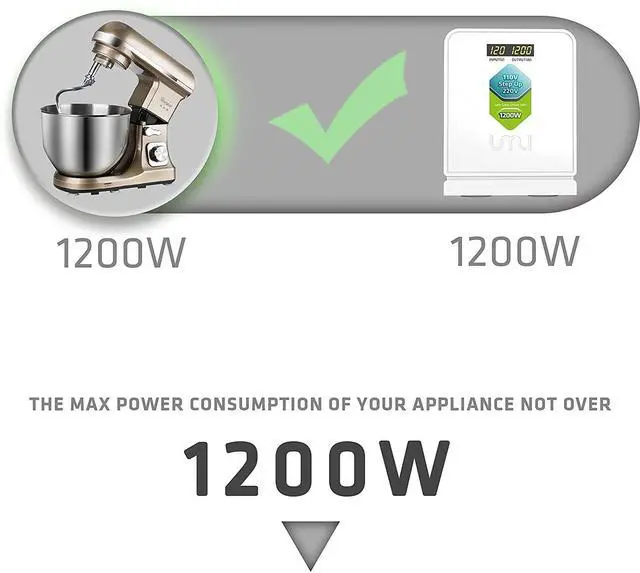Alt view image 3 of 6 - 1200W Step Up Voltage 110v to 220v Converter, Heavy Duty Power Transformer 110v to 220v, Power Converter for Large Capacity Equipment, Step Up Transformer 110 to 220 Volt for Europe Appliance