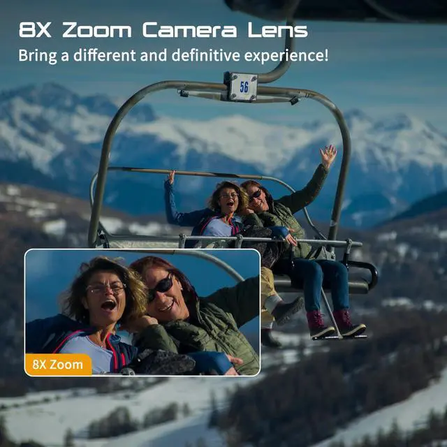 Alt view image 4 of 6 - M90 Action Camera with 64GB Card Action Cam 4K60FPS 64MP WiFi EIS Image Stabilization with Touchscreen Underwater Camera 40m Waterproof 8X Zoom 2.4G Remote Control 2x1350mAh