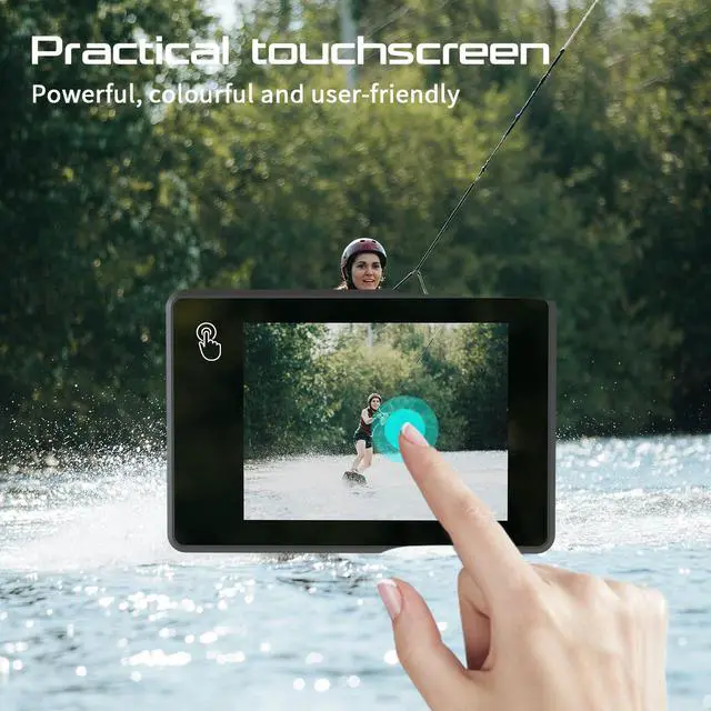 Alt view image 6 of 6 - M90 Action Camera with 64GB Card Action Cam 4K60FPS 64MP WiFi EIS Image Stabilization with Touchscreen Underwater Camera 40m Waterproof 8X Zoom 2.4G Remote Control 2x1350mAh