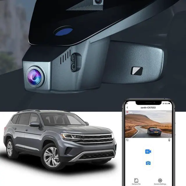 Main image of 4K Dash Cam Suitable for Volkswagen Atlas 2018-2026 (Model B, Wide Body Design) & Cross Sport 2020-2026, OEM Look, UHD 2160P Video, WiFi & APP, Loop Recording, Parking Sensor, Plug&Play, 64GB