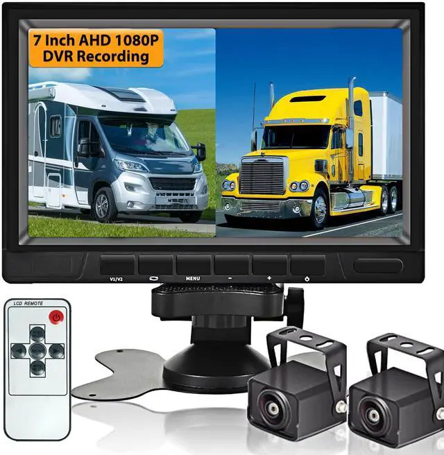 Main image of AHD Dual Backup Camera with 7'' 1080P DVR Monitor, Front and Rear View Camera Waterproof Night Vision Reversing Camera for Truck Pick Up RV Camper Bus 12V-36V