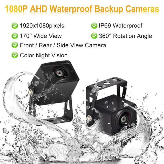 Alt view image 5 of 6 - AHD Dual Backup Camera with 7'' 1080P DVR Monitor, Front and Rear View Camera Waterproof Night Vision Reversing Camera for Truck Pick Up RV Camper Bus 12V-36V