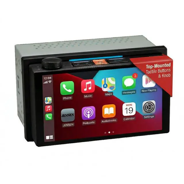 Main image of J5UP7 7-inch Top Mount Control Certified Wireless Apple Carplay Android Auto Double DIN Car Stereo | Touchscreen Receiver with Bluetooth | IllumiNITE Custom Colors | Backup Camera Input