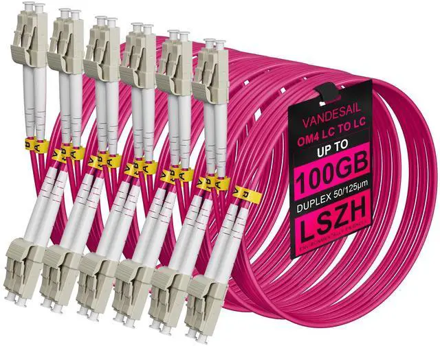 Main image of OM4 LC to LC Fiber Patch Cable Multimode Duplex 6 Pack 5m/16.5ft | 50/125µm LSZH OM4 fiber optical patch cords for SFP/SFP+/QSFP transceivers, data centers & 1/10/40/100G Ethernet