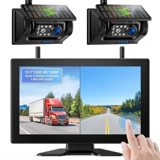 Main image of 10.1" Solar Magnetic Wireless Backup Camera HD 1080P Touchscreen Monitor 1 Min DIY Install Portable Scratch-Proof No Drilling DVR Rechargeable Night Vision for RV Truck Camper - DCM1002