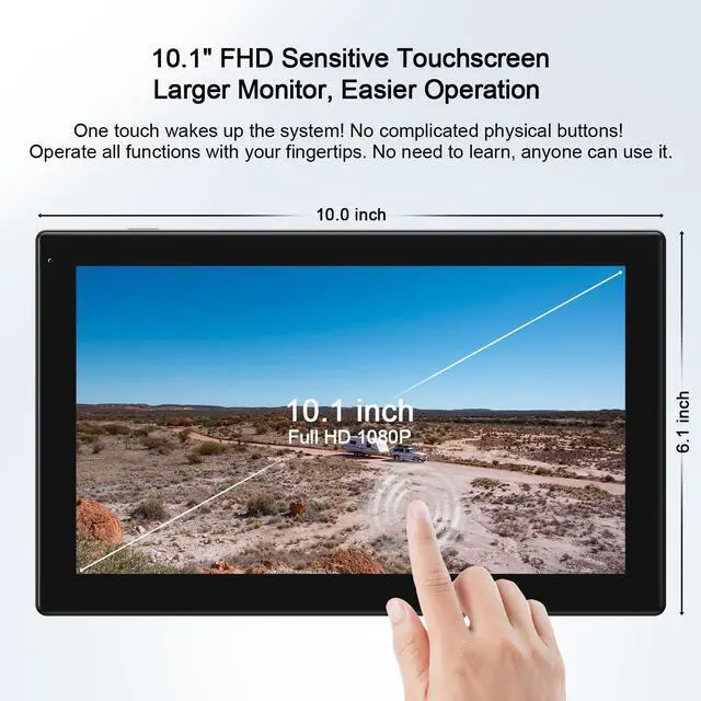 Alt view image 3 of 6 - 10.1" Solar Magnetic Wireless Backup Camera HD 1080P Touchscreen Monitor 1 Min DIY Install Portable Scratch-Proof No Drilling DVR Rechargeable Night Vision for RV Truck Camper - DCM1002