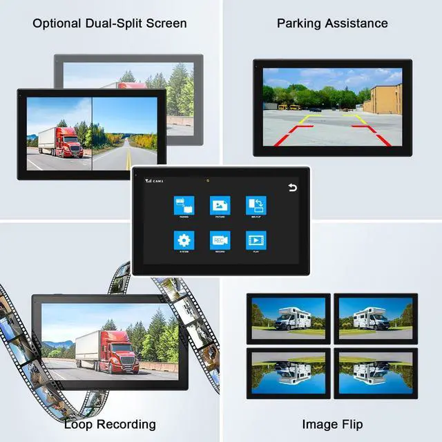 Alt view image 4 of 6 - 10.1" Solar Magnetic Wireless Backup Camera HD 1080P Touchscreen Monitor 1 Min DIY Install Portable Scratch-Proof No Drilling DVR Rechargeable Night Vision for RV Truck Camper - DCM1002