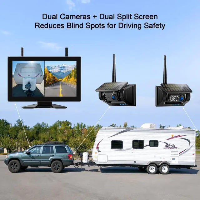 Alt view image 6 of 6 - 10.1" Solar Magnetic Wireless Backup Camera HD 1080P Touchscreen Monitor 1 Min DIY Install Portable Scratch-Proof No Drilling DVR Rechargeable Night Vision for RV Truck Camper - DCM1002