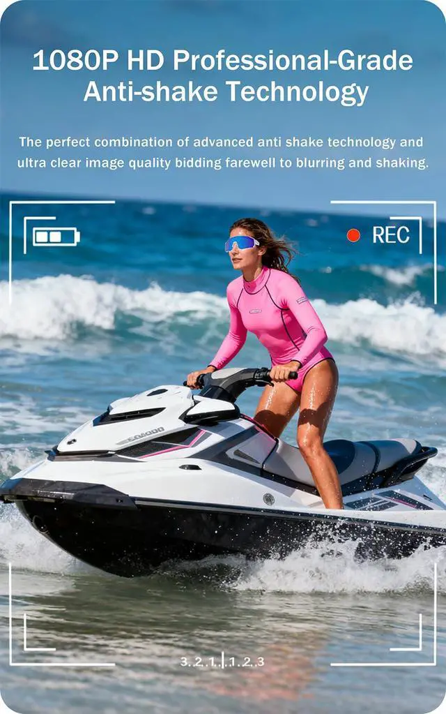 Alt view image 3 of 6 - 2026 AI Smart Glasses with Camera 4K, 8MP HD Video Recording Sunglasses with Camera, Polarized Sports Sunglasses with EIS Stabilization, Dual Mic Noise Canceling, IP54, ChatGPT Enabled