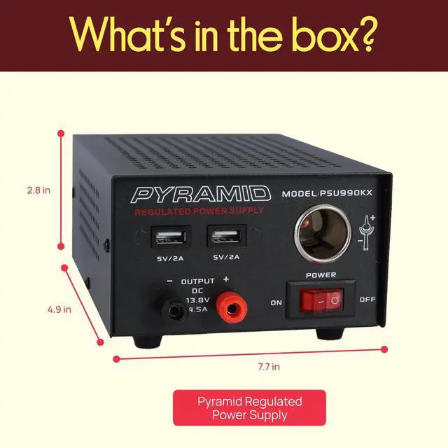 Alt view image 3 of 6 - Universal Compact Bench Power Supply - 7 Amp Regulated Home Lab Benchtop AC-Dc Converter Power Supply for CB Radio, HAM W/ 13.8 Volt Dc 120V AC Supply, Dual USB, Cigarette Lighter - PSU990KX
