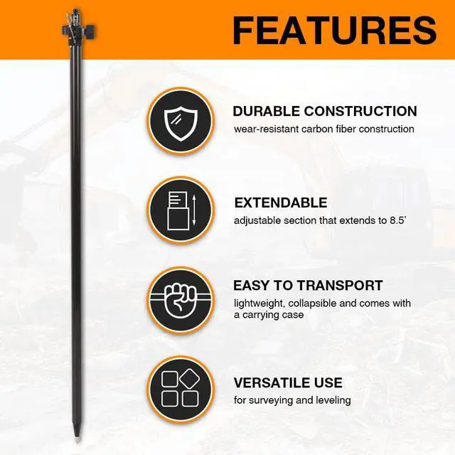Alt view image 4 of 6 - Telescopic GPS Pole, GPS Rod 2.5m/8.2Ft for Land Surveying & Engineering GPS/GNSS Accessory and Instruments (GLS25)