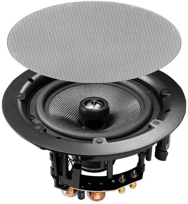 Alt view image 2 of 6 - 8" in Ceiling Speaker Pair 150W, Trimless Magnetic Grille, Pivoting Tweeter, Paintable Grille ACE840