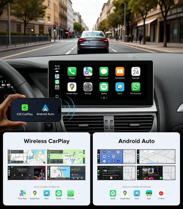 Alt view image 4 of 6 - 10.25" Linux Car Stereo for Audi A4 B8 S4 A5 S5 RS5 (2009-2016) Concert & Symphony System - Wireless CarPlay Android Auto Head Unit, 1920x720 IPS Touch Screen, Retains Factory Radio & Knob Control