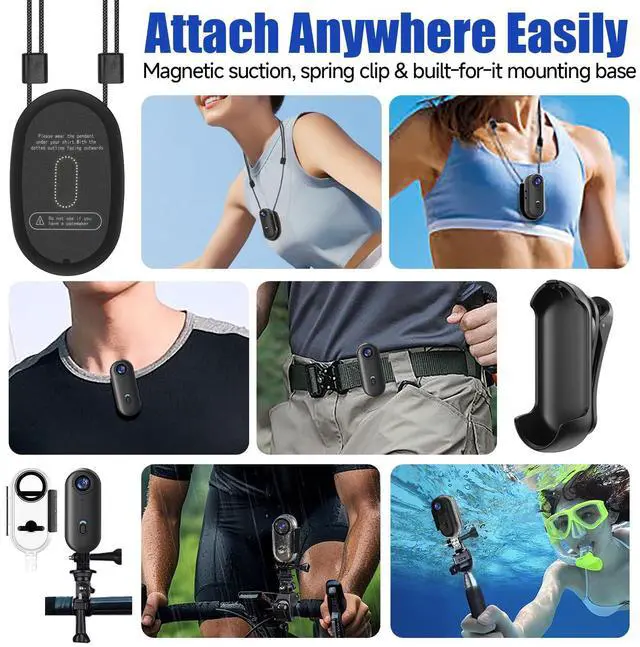 Alt view image 4 of 6 - 4K WIFI POV Action Body Camera 64GB, Thumb Size Mini Bodycam, Waterproof Magnetic Wearable Hand-free Portable Sports Action Cameras, Snapcam Mount Anywhere for Cycling, Skiing, Swimming, Walking
