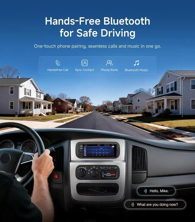 Alt view image 4 of 6 - 6.36" Single DIN Car Radio Stereo, Linux System HD IPS Touchscreen with Wireless CarPlay & Android Auto, Bluetooth, USB-C/USB/FM