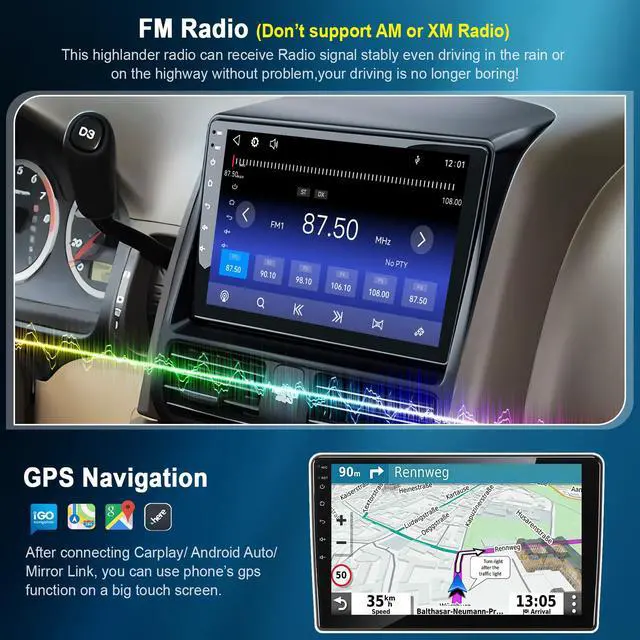 Alt view image 6 of 6 - Car Radio Stereo for Honda CRV 2002 2003 2004 2005 2006, Support Wireless Carplay/Android Auto/Mirrorlink, 9 Inch QLED Touchscreen with Bluetooth,FM Radio