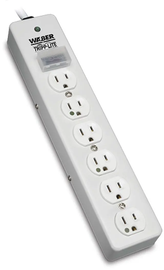 Main image of Hospital-Grade Surge Protector Medical Power Strip, 6 Outlets, Right-Angle NEMA 5-15PHG Plug, 6 Foot / 1.8M Cord, 1050 Joule Protection, (SPS606HGRA)