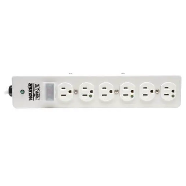 Alt view image 2 of 6 - Hospital-Grade Surge Protector Medical Power Strip, 6 Outlets, Right-Angle NEMA 5-15PHG Plug, 6 Foot / 1.8M Cord, 1050 Joule Protection, (SPS606HGRA)