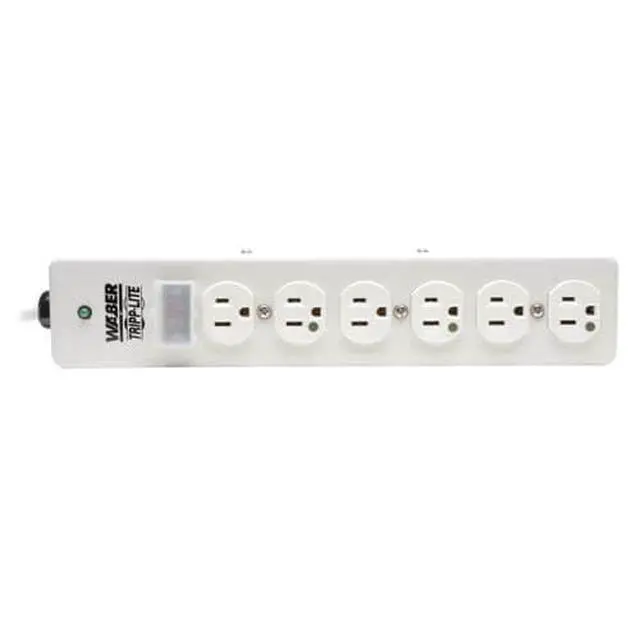 Alt view image 2 of 6 - Hospital-Grade Surge Protector Medical Power Strip, 6 Outlets, Right-Angle NEMA 5-15PHG Plug, 10 Foot / 3M Cord, 1050 Joule Protection, (SPS610HGRA)