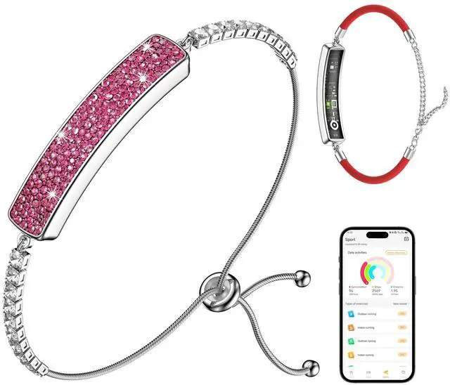 Main image of Smart Bracelet for Women Fitness Tracker with Heart Rate, Sleep & Step Tracking, 1ATM Water Resistant, Multi-Sport Modes, Fitness Tracking Wearable with Free App, 2 Bands(Pink)