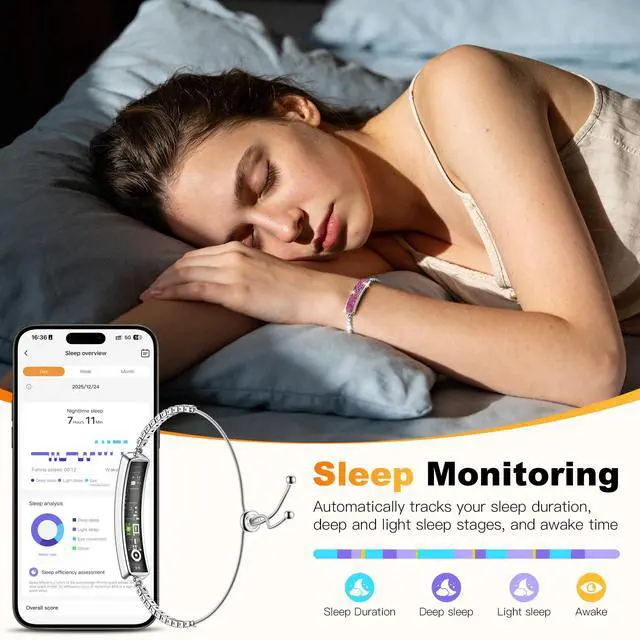 Alt view image 3 of 6 - Smart Bracelet for Women Fitness Tracker with Heart Rate, Sleep & Step Tracking, 1ATM Water Resistant, Multi-Sport Modes, Fitness Tracking Wearable with Free App, 2 Bands(Pink)