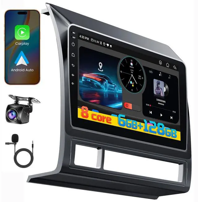 Main image of 8 Core 6GB+128GB Car Radio for Toyota Tacoma 2005-2015,9 Inch QLED Touch Screen Car Stereo with Carplay&Android Auto,WiFi,GPS Navigation,Bluetooth5.0,FM&AM Radio,Android 15
