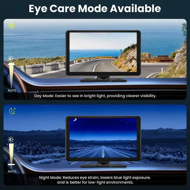 Alt view image 6 of 6 - Wireless CarPlay Screen Android Auto for Car, 7" Touch Screen Naivgation Portable Car Stereo CarPlay Bluetooth Mirror Link, Siri, AirPlay, AUX, Voice Assistant (9 Inch + Dual Cameras)