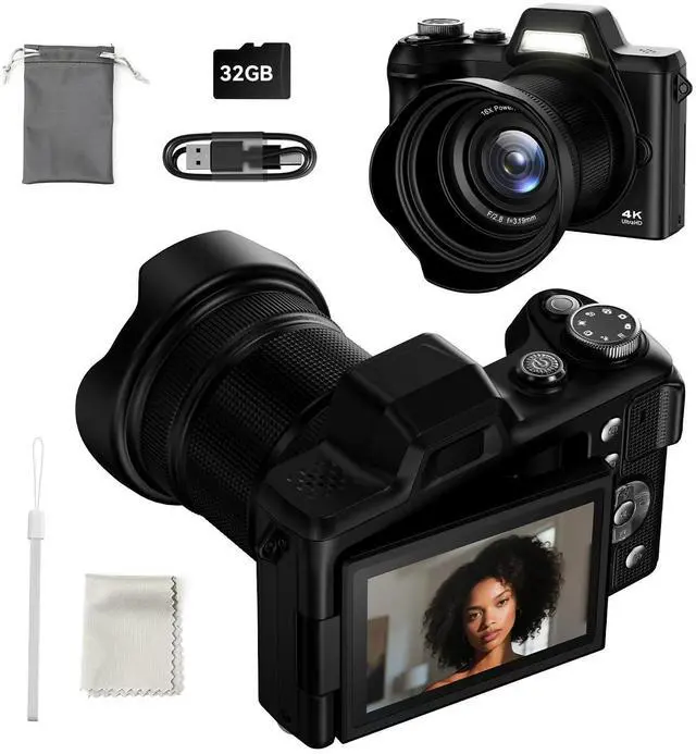 Main image of Digital Camera, FHD 4K Digital Point and Shoot Camera with 16X Zoom Anti Shake, 48MP Compact Small Camera with 32GB Card for Boys Girls Kids