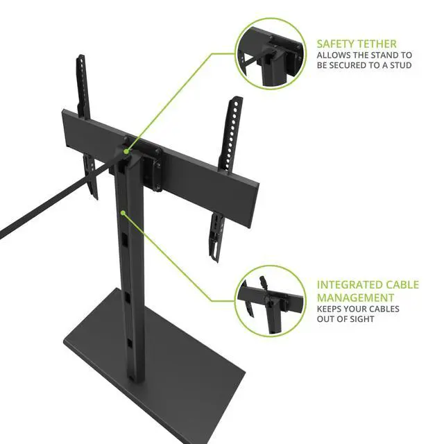 Alt view image 5 of 6 - TTS140 Tabletop TV Stand for 40" to 90" TVs | Supports up to 125 lb | Height Adjustable | Swivels up to 32° | Tilts -5° | Black