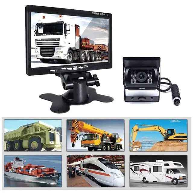 Alt view image 6 of 6 - 7" Backup Camera with Monitor Kit, Waterproof 18 IR LED Night Vision Reverse Camera + Rear View Monitor Vehicle Parking System for RV Bus Trailer Truck (65ft 4-Pin Aviation Video Cable)